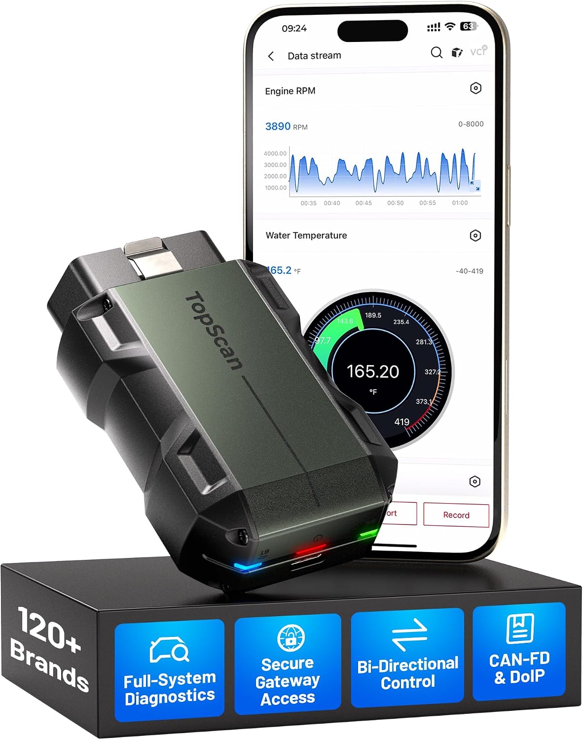TOPDON TopScan Master Bluetooth OBD2 Scanner – Bidirectional All-System Diagnostic Tool for iOS/Android, 30+ Resets, FCA AutoAuth, CAN-FD/DoIP