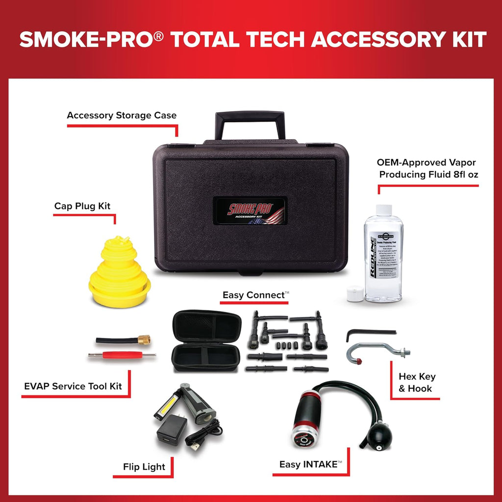 Redline Detection Smoke Pro Total Tech 95-0050 Low Pressure Automotive Smoke Machine for Diagnosing EVAP, Wind, Water, Cooling Systems, Intake and Exhaust Leaks