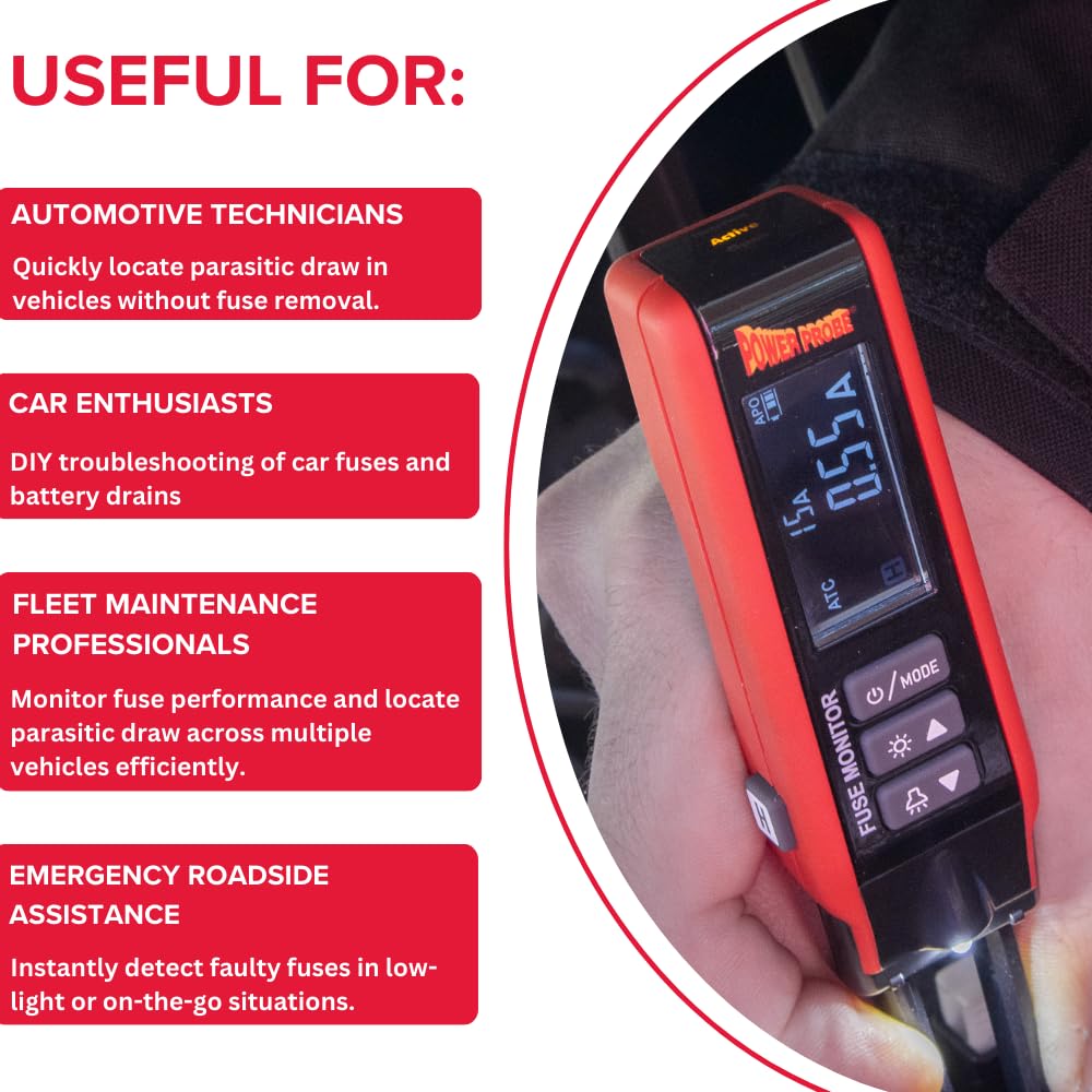 Power Probe 80A Fuse Monitor with Built-in Flashlight (PPFUSE)