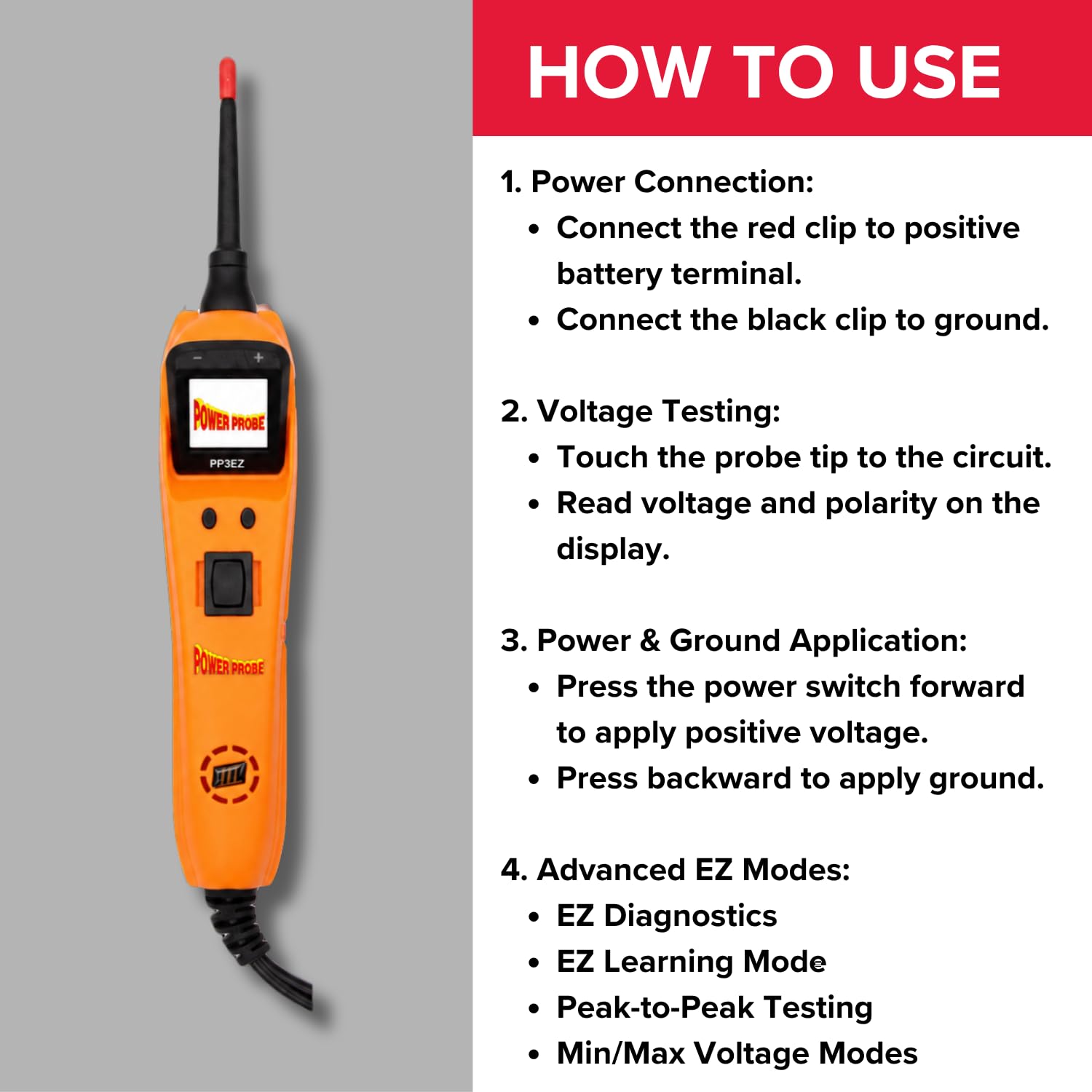 Power Probe 3EZ Circuit Tester with Case & Accessories (PP3EZORGAS)