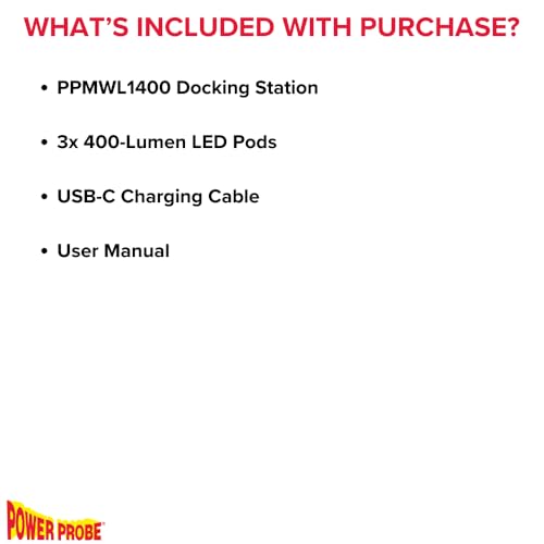 Power Probe PPMWL1400 1400 Lumen Modular Work Light with Detachable LED Pods