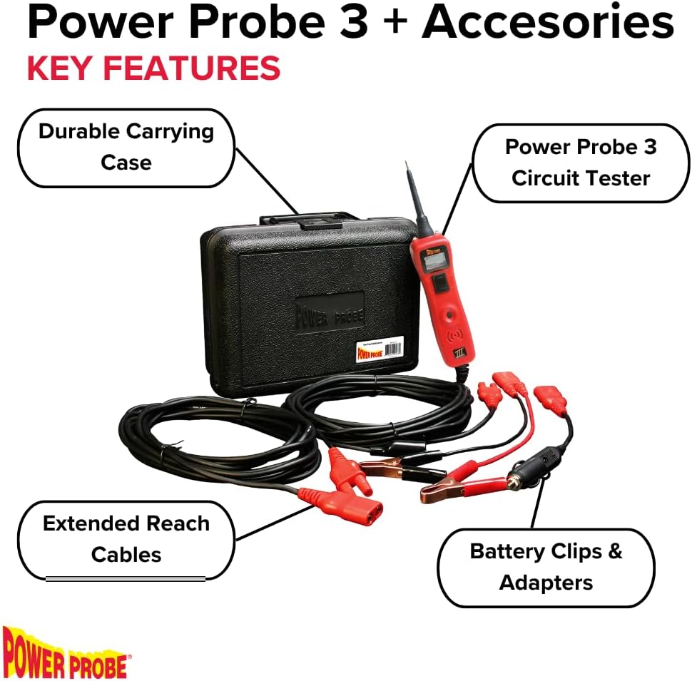 Power Probe 3 Circuit Tester Kit with Case & Accessories (PP319FTCRED)