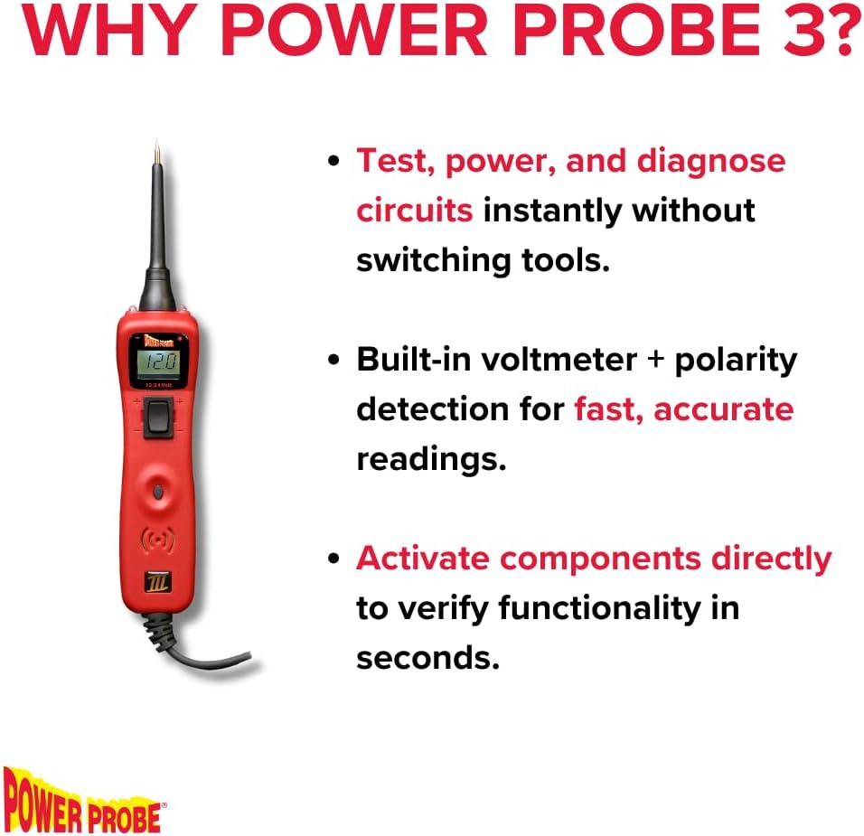 Power Probe 3 Circuit Tester Kit with Case & Accessories (PP319FTCRED)