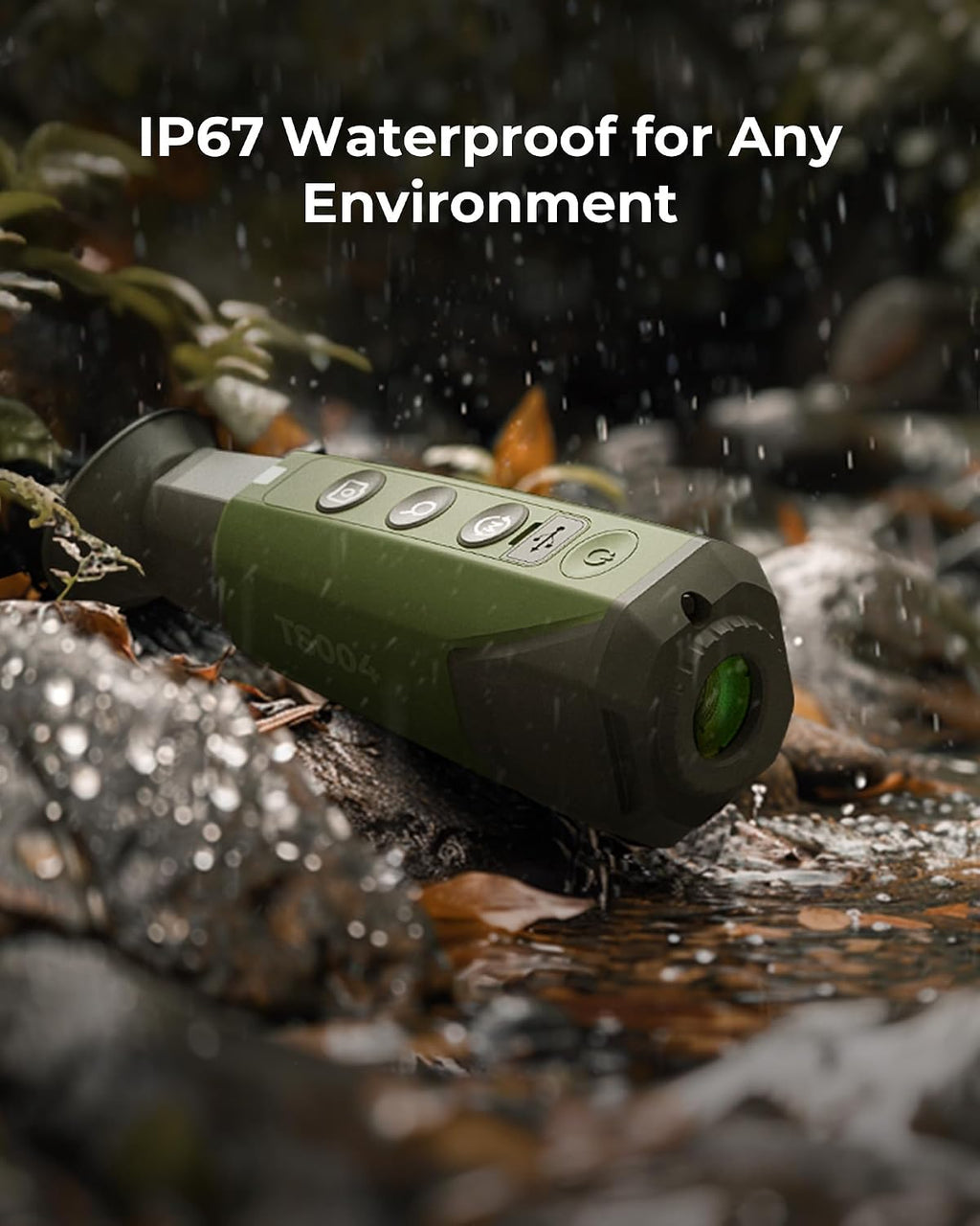 TOPDON TS004 Thermal Imaging Monocular 13mm 50Hz 256x192 IR Night Vision, IP67, 11h Battery, Green