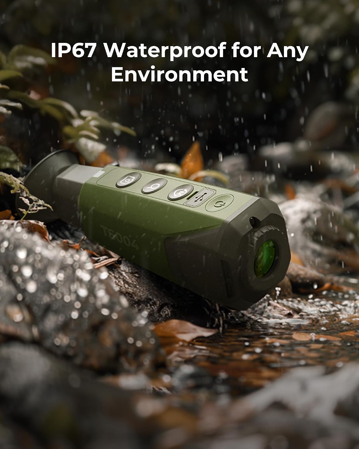 TOPDON TS004 Thermal Imaging Monocular 13mm 50Hz 256x192 IR Night Vision, IP67, 11h Battery, Green