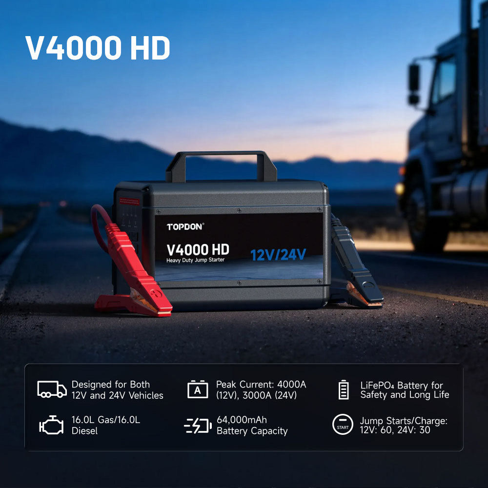 TOPDON V4000 HD 12V/24V 4000A Heavy-Duty Jump Starter